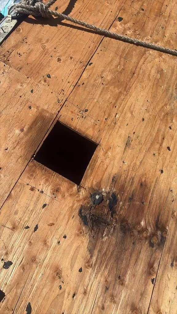 Opening in an exposed roof deck in Jackson Township