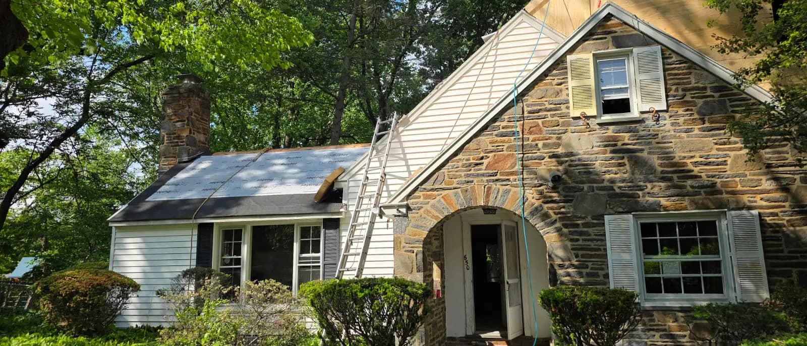 Merion Station home during a full roof replacement