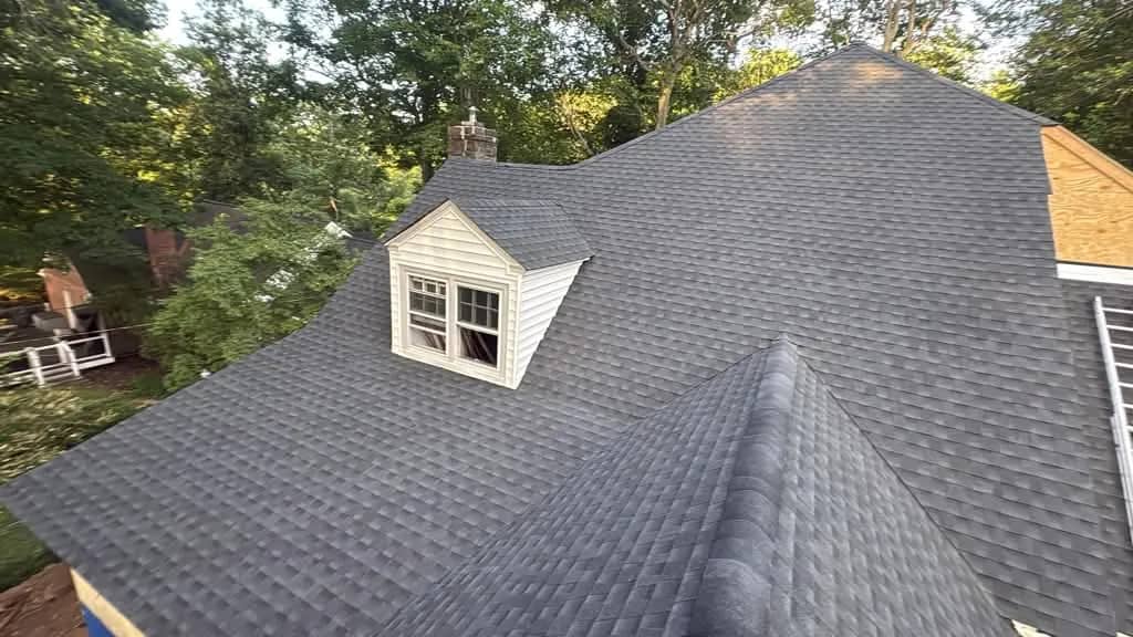 Completed roof with dormer in Merion Station, Pennsylvania